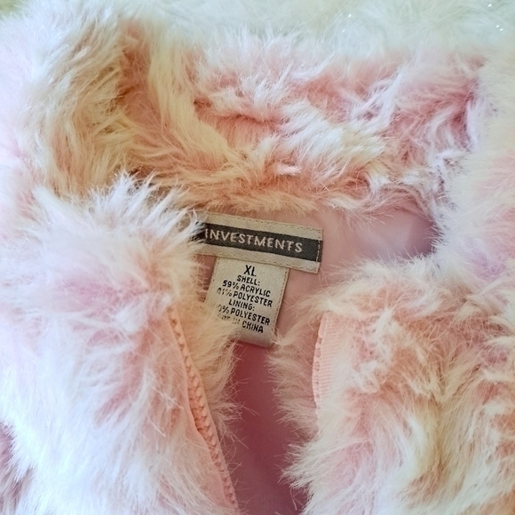 VINTAGE 80S INVESTMENTS PINK FAUX FUR ZIP VEST SZ XL - Picture 6 of 6